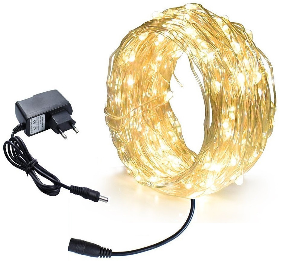 Новорічна гірлянда 100 LED, Довжина 11 М, Білий теплий світло 230В