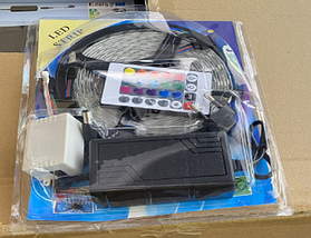 Самоклеющаяся светодиодная LED лента RGB 5050 влагостойкая с пультом управлением, комплект 5 метров 16 цветов, фото 4