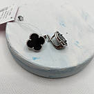 Срібні сережки з оніксом "Чорна конюшина" Стильні сережки зі срібла з камінням, фото 5