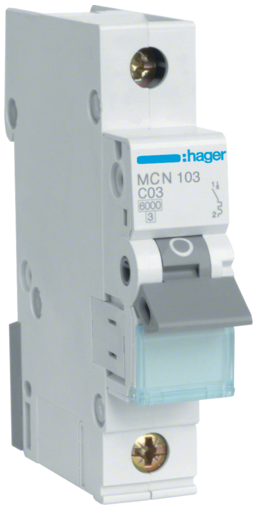 Автоматичний вимикач Hager MCN103 3A 6кА 1 полюс тип С