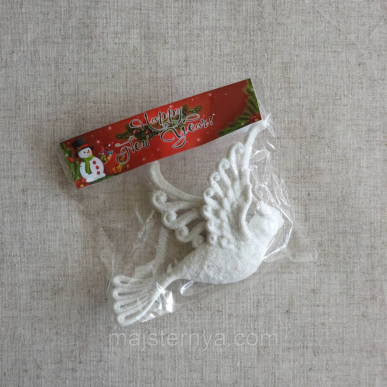 Новорічна прикраса пташка біла