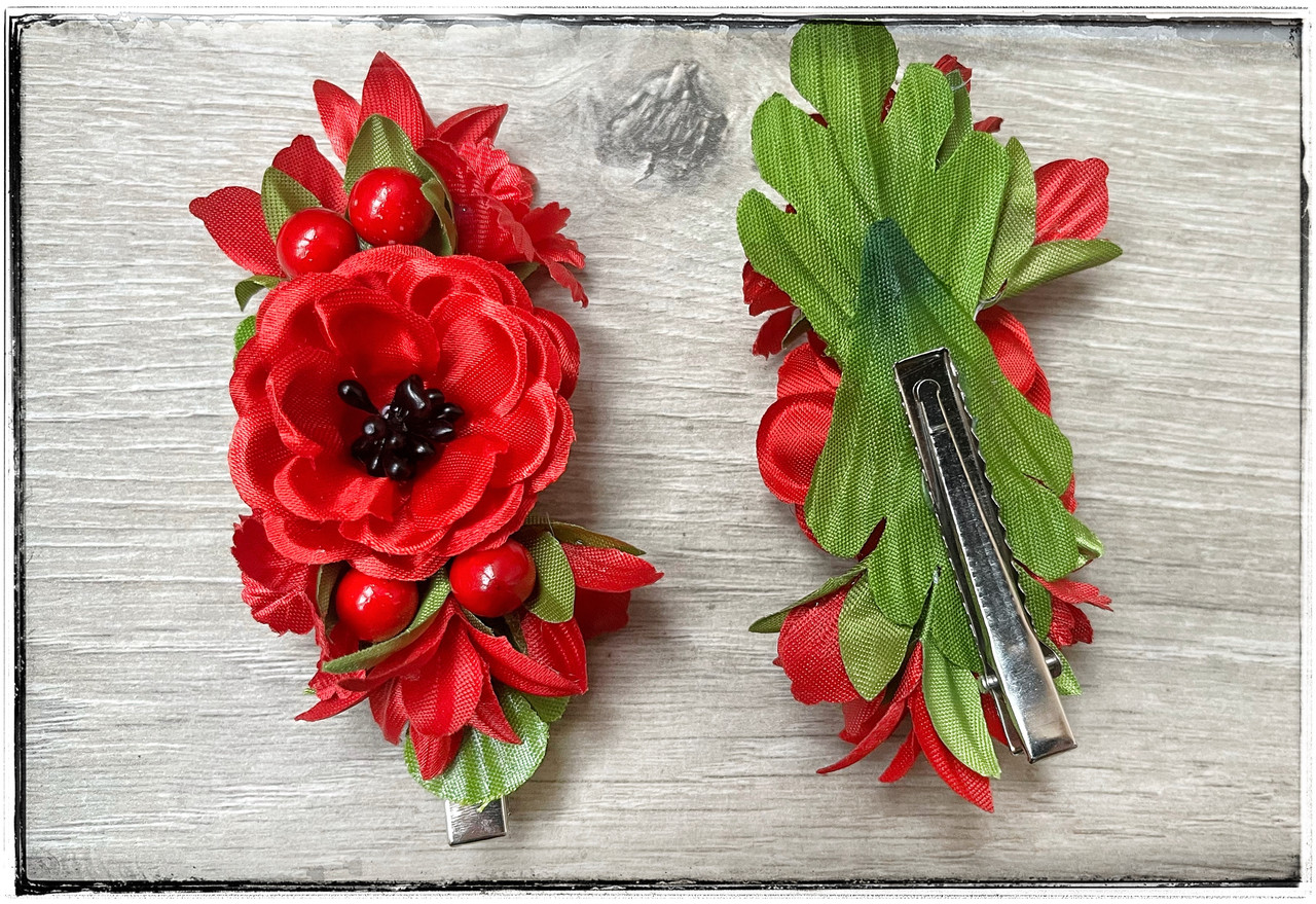 Заколка для волосся Мак червона, фото 1