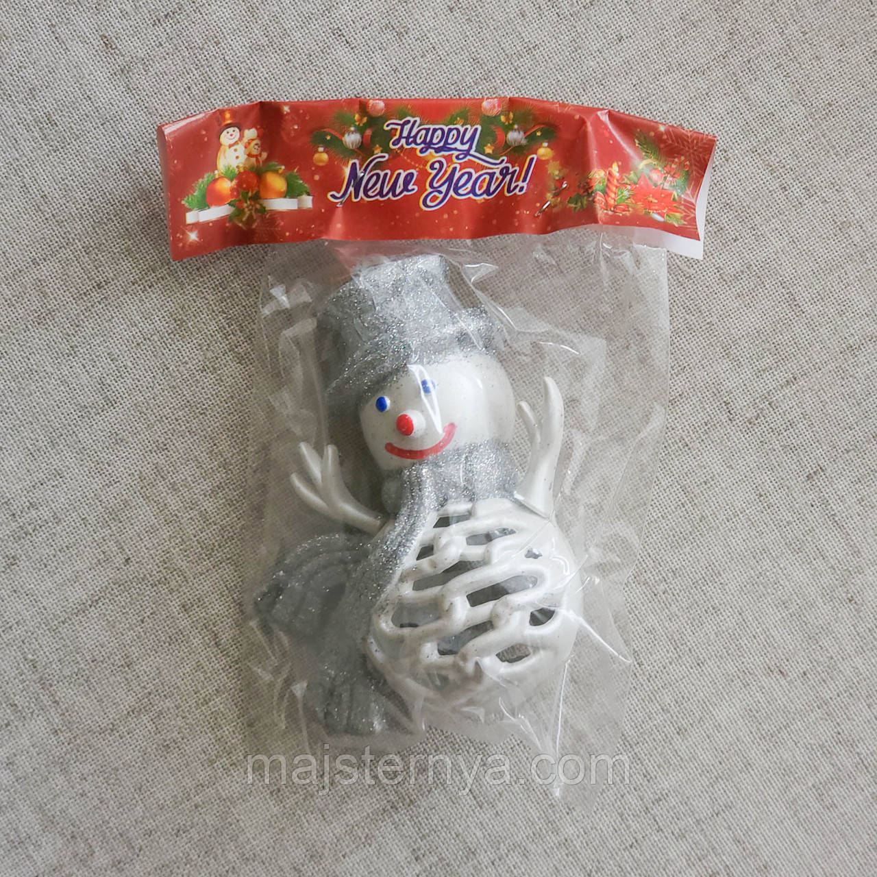 Новорічна оздоба "Сніговик" сріблястий