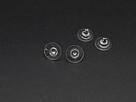 Заглушки для сережок залізні з силіконовою вставкою, круглої форми, колір срібло
