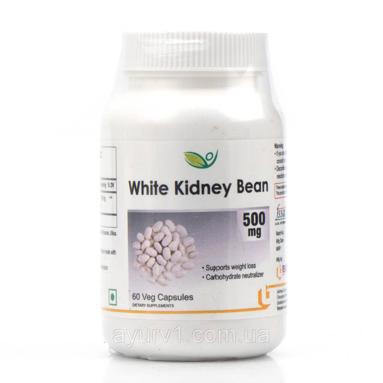Екстракт білої квасолі White Kiidney Bean 500mg Biotrex 60 veg.capsules для схуднення