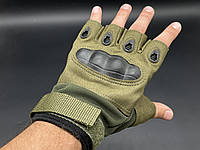 Тактичні рукавички Combat у кольорі хакі з відкритими пальцями та кастетом для військовослужбовців, розмір XL