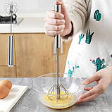 Міксер ручний напівавтоматичний портативний механічний вінчік із нержавіючої сталі, фото 2