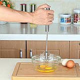 Міксер ручний напівавтоматичний портативний механічний вінчік із нержавіючої сталі, фото 8