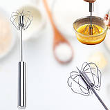 Міксер ручний напівавтоматичний портативний механічний вінчік із нержавіючої сталі, фото 3