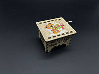 Шкатулка шарманка музична дитяча зі світлого дерева Ведмедик 6х5см шкатулки для декупажу