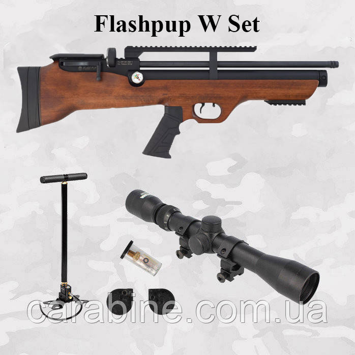 Hatsan Flashpup W bullpup set, PCP пневматична гвинтівка + (Насос, Приціл 4х32) (Хасан ФлешПап)