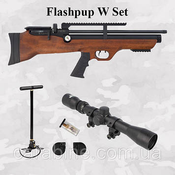 Hatsan Flashpup W bullpup set, PCP пневматична гвинтівка + (Насос, Приціл 4х32) (Хасан ФлешПап)