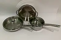 Набор кухонной посуды из нержавеющей стали ( сковорода, сотейник, вок ) Стрейт Empire EM7375 5 шт ( шт )