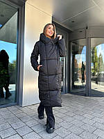 Женское зимнее стеганое пальто из непромокаемой плащевки Канада размеры 42-52 Черный, 42/44