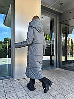 Женское зимнее стеганое пальто из непромокаемой плащевки Канада размеры 42-52 Графит, 42/44