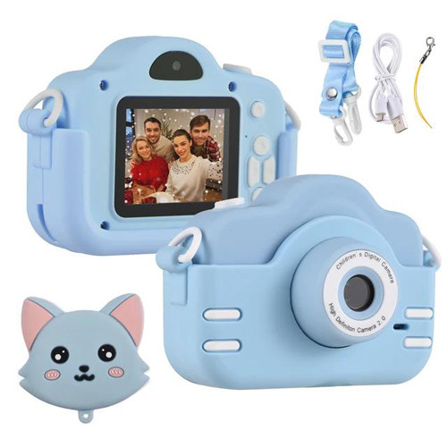 Дитячий цифровий фотоапарат TOY G A3S Cat Блакитний 40М 2 камери, 4 ігри