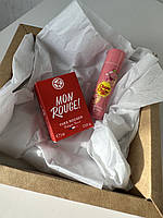 Подарочный набор: парфюмированная вода Yves Rocher Mon Rouge 5мл, бальзам для губ чупа чупс персик