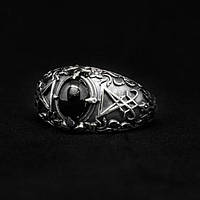 Кольцо печатка перстень мужское стальное TRISTAN 19 из медицинской нержавеющей стали с агатом