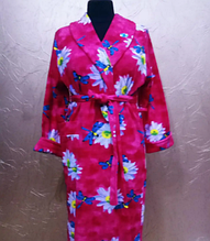 Махровий жіночий халат з поясом розмір 48 50 52 54 56, домашній ошатний халат яскравий шаль Малиновий