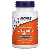 L-лізин, NOW Foods, подвійна концентрація, 1000 мг, 100 таблеток
