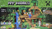 Дитячий блочний конструктор Minecraft "Будиночок на дереві в джунглях" 718 деталей
