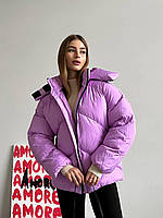 Женская зимняя куртка оверсайз розовая дутая до -30*С Quadro Пуховик зимний с капюшоном теплый (B)