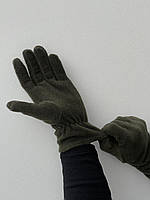 Мужские флисовые зимние перчатки хаки тактические Военные перчатки для ВСУ (B)