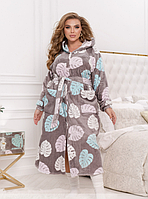 Домашній зимовий халат з якісної та м'якої махри, великих розмірів від 46 до 68