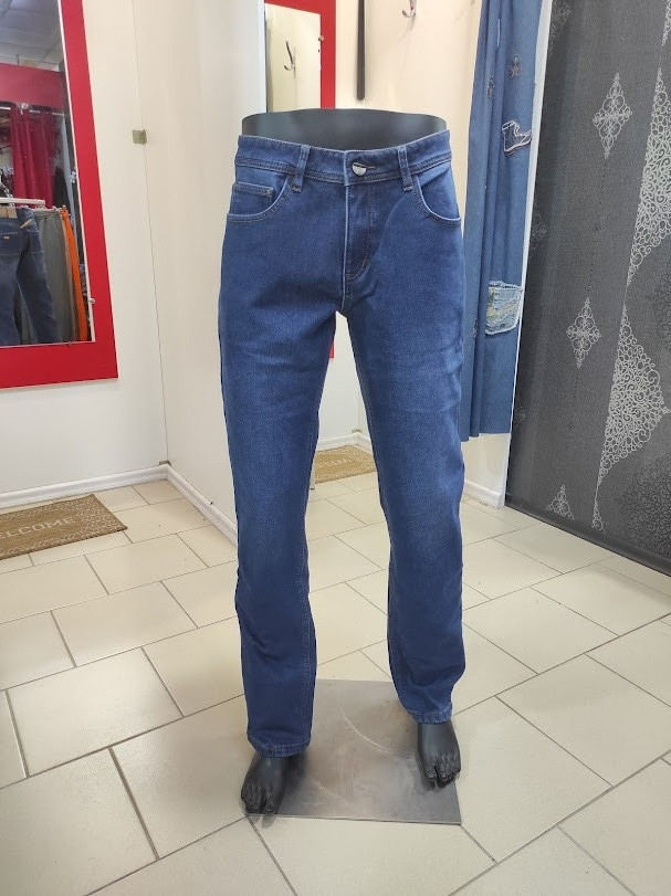 Джинси Longwes чоловічі зима прямі фліс 30 сині, фото 1