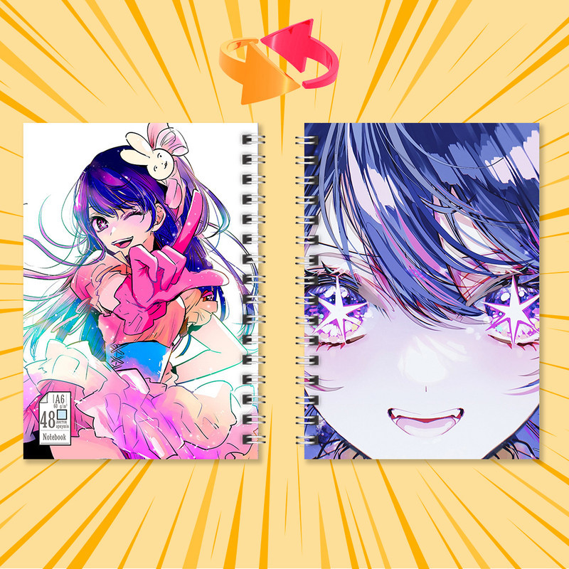 Блокнот А6 пружина 48 л. карта Oshi no Ko 006