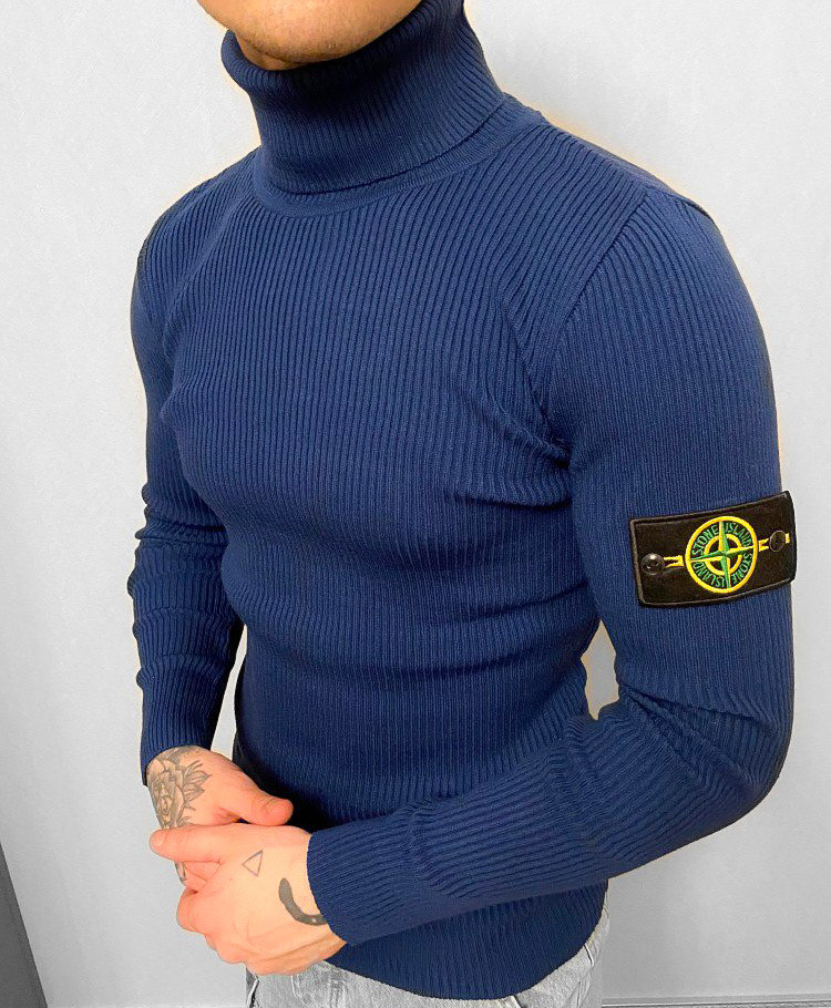 Чоловічий гольф Stone Island светр Стон Айленд синій чоловіча кофта, водолазка