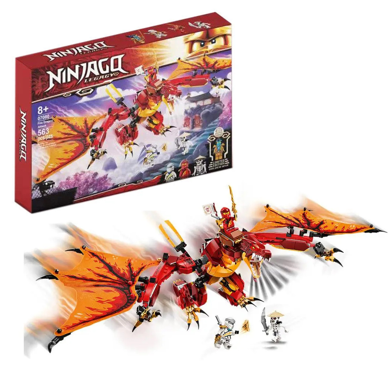 Конструктор NINJAGO Атака вогняного дракона (563 деталі, 3 фігурки) 07080