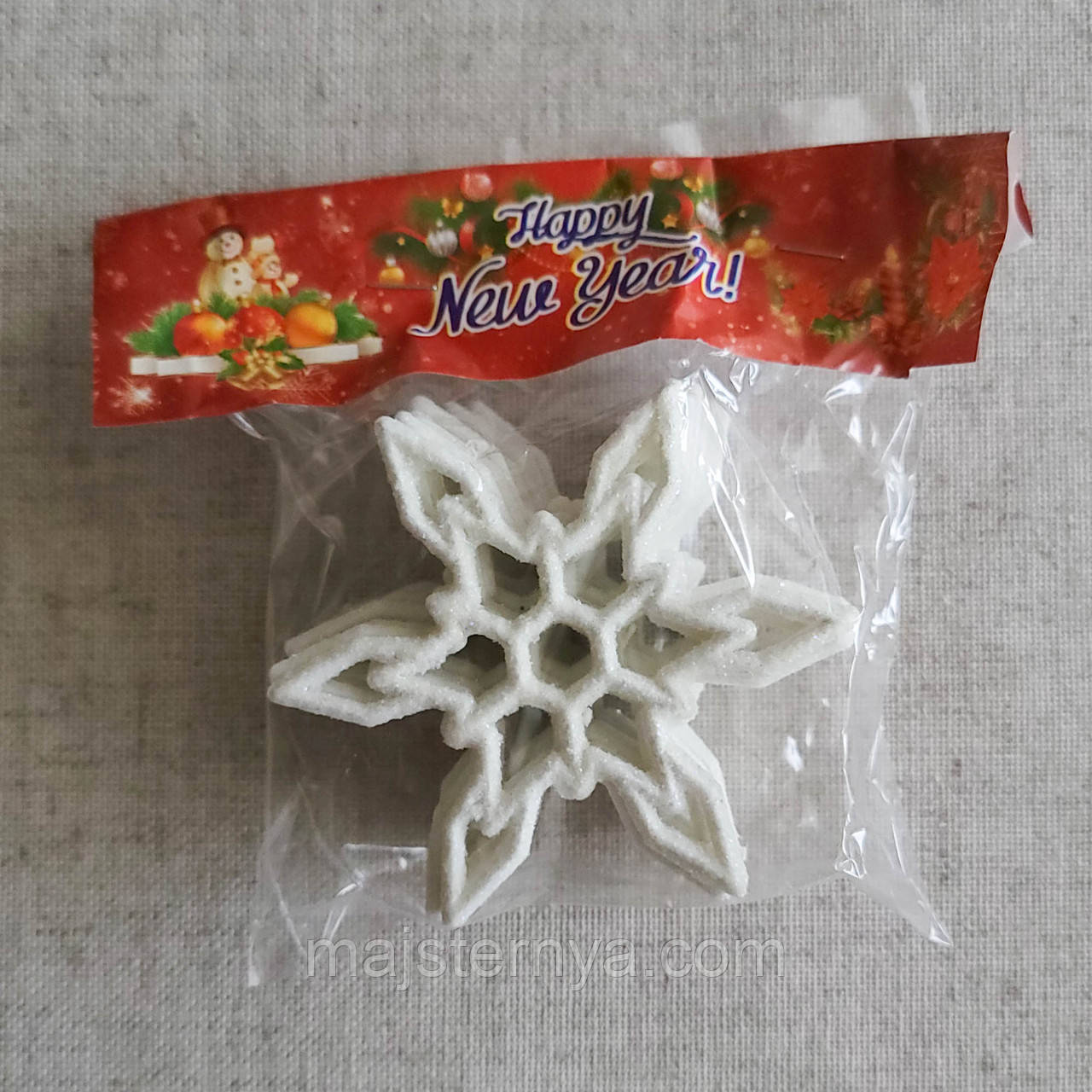 Новорічні прикраси "Сніжинка № 1.5" білого кольору, фото 1