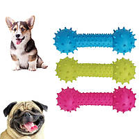 Набір гумових гантелек масажер для ясен Іграшки для собак шиповані гантелі 14 см для чищення зубів 3 шт