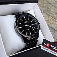 Чоловічий чорний наручний годинник Curren/Карен класичний.