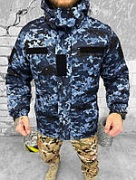 Зимова тепла куртка ВМСУ синій піксель, Бушлат зимовий водонепроникний морський, Камуфляжна куртка ВМС M