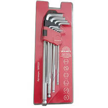 Набір ключів шестигранних з кулею подовжених 9 шт. 1,5-10 мм Vitals Master