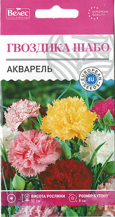 Насіння гвоздики шабо Акварель суміш 0,2г ТМ Велес, фото 1
