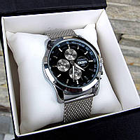 Чоловічий преміум срібний наручний годинник Тісот, класичний.