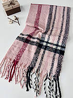 Теплый объемный шарф Дерби барбери 190*50 см розовый