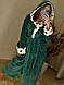 Жіночий довгий махровий халат зеленого кольору з капюшоном, фото 7