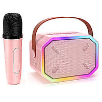 Караоке мікрофон з колонкою LOSSO P3 бездротовий рожевий