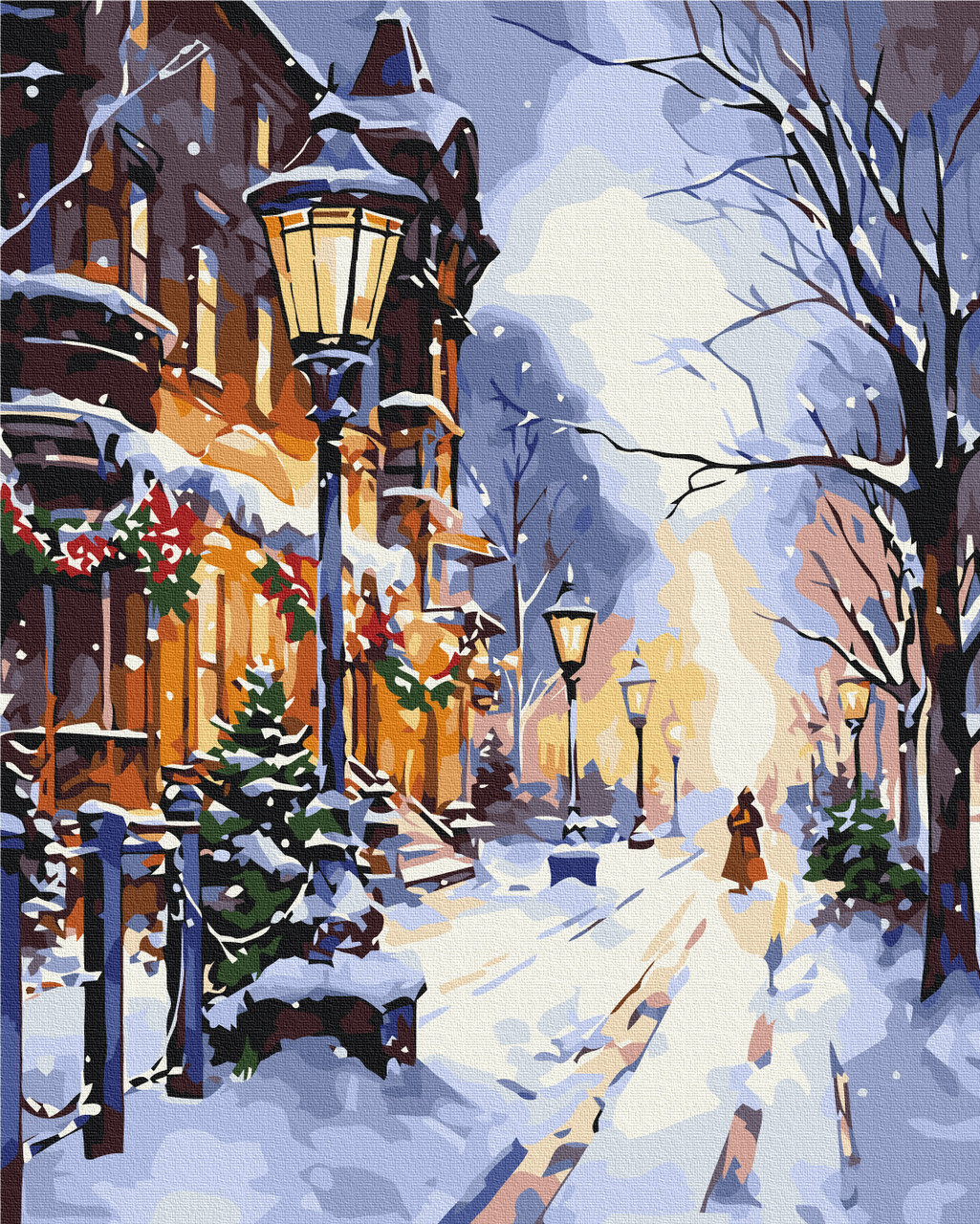Картини за номерами зимовий пейзаж 40х50 Картини по цифрах на полотні Сяйво ліхтарів взимку Картина за номерами BrushMe BS53849