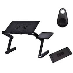 Столик трансформер для ноутбука набір з GPS трекером Laptop Table T8 Портативний складаний з вентилятором