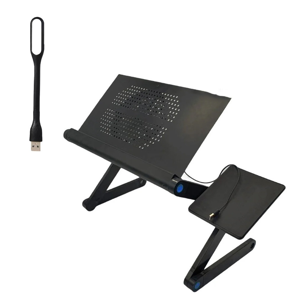 Столик трансформер для ноутбука набір з USB лампою LAPTOP TABLE Т9 охолоджуючий складаний металевий