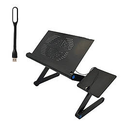 Столик трансформер для ноутбука набір з USB лампою LAPTOP TABLE Т9 охолоджуючий складаний металевий