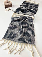Теплый объемный шарф Дерби лео 190*50 см графит