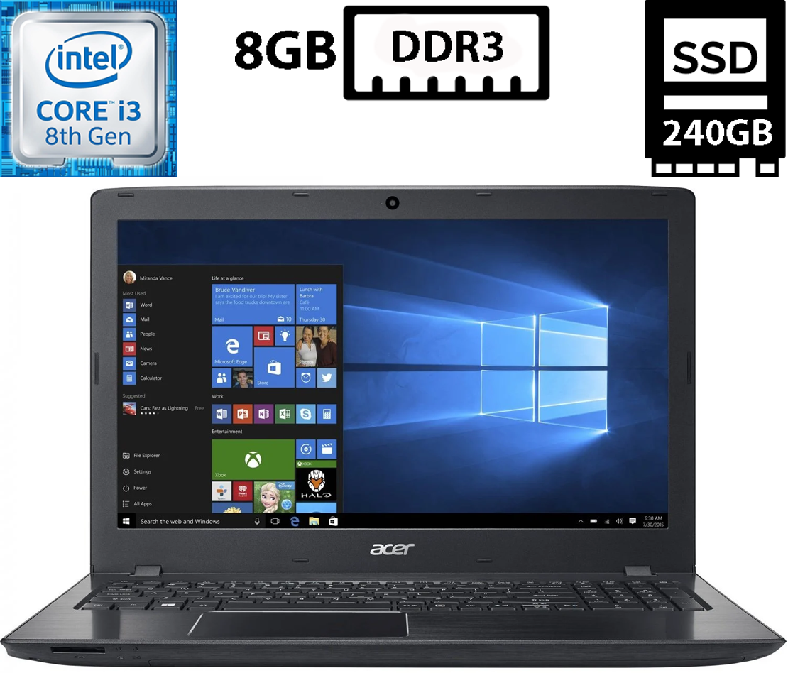 Ноутбук Acer Aspire E5-576-392H/15.6”TN 1920x1080/Core i3-8130U 2.20GHz/8GB DDR3/SSD 240GB/Intel UHD Graphics Камера Б/В