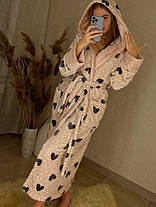 Теплий жіночий довгий махровий халат із серцями ТУРЦІЯ, фото 2