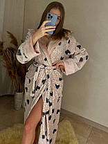 Теплий жіночий довгий махровий халат із серцями ТУРЦІЯ, фото 3